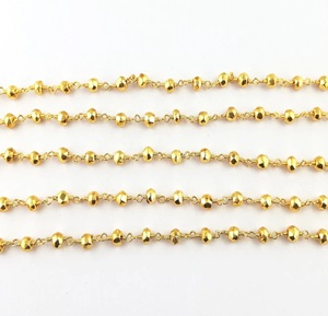 โซ่ลูกปัดพลอยไพไรต์สีทองระดับพรีเมี่ยมสำหรับเครื่องประดับอุปกรณ์และส่วนประกอบคุณภาพสูง - Product Image 4