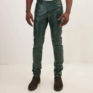 Pantalon en cuir d'agneau pour homme de qualité supérieure, couleur personnalisée, style streetwear, prix bas pour les derniers pantalons en cuir en vente - Product Image 4