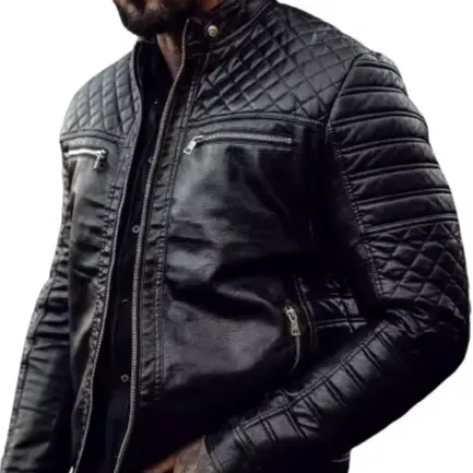 Jaqueta de couro acolchoada para homens por atacado, design personalizado, OEM ODM, jaqueta de motociclista genuína de alta qualidade, fabricante de pele de cordeiro