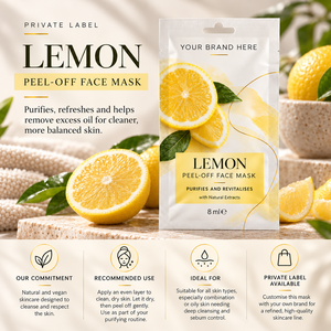 Trattamento Viso Peel-Off al Limone con Etichetta Privata 10ml |   Detergente Profondo Naturale Vegano |   OEM Spagna - Product Image 3