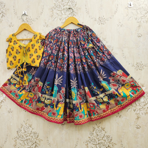Lehenga Choli para Niñas, Ropa Étnica, Largo hasta el Suelo, Sin Arrugas, Secado Rápido, Elástico, Materiales Reciclados, Poliéster, Listo para Usar - Product Image 2