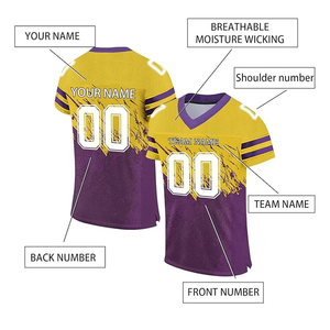 Nom et numéro d'équipe imprimés par sublimation pour hommes, personnalisez vos propres maillots, uniformes de sport maillots de football américain - Product Image 3