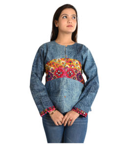 Long manteau d'hiver en coton matelassé fait à la main respirant brodé motif floral veste bouton décoration court chaud Style Kantha - Product Image 6