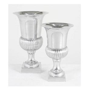 Juego de dos floreros de aluminio de color plateado, forma y tamaño personalizados, florero para la decoración de la sala de estar - Product Image 1