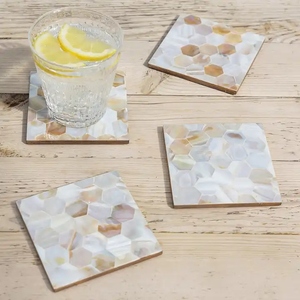 Sous-verres en nacre de qualité supérieure, écologiques, personnalisables, élégants et classiques, décoration de table pour la maison, l'hôtel, tapis, coussinets - Product Image 1