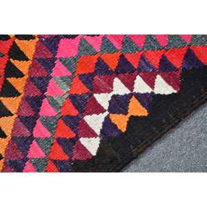 Alfombra Vintage de 3x11 pies, Alfombra Turca, Alfombra de Lana Ikat Roja - Product Image 5