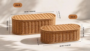Panier de rangement tissé à la main, écologique, avec couvercle, en rotin naturel, moderne, multifonctionnel, Artex Green Earth, fabriqué à Hanoï - Product Image 2
