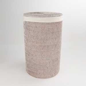Storage hampers in natural rattan handcrafted <b>lidded</b> baskets hamper <b>bin</b> <b>with</b> removable liner - Product Image 5