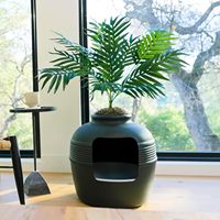 Bac à litière pour chat dissimulé, jardinière décorative avec filtre à charbon, plante artificielle, kit de mobilier pour chat d'intérieur rond