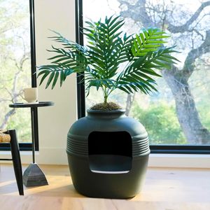 Bac à <span class=keywords><strong>litière</strong></span> pour <span class=keywords><strong>chat</strong></span> dissimulé, jardinière décorative avec filtre à charbon, plante artificielle, kit de mobilier pour <span class=keywords><strong>chat</strong></span> d'intérieur rond - Product Image 6