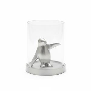 Luxury Glass Candle Holder with Silver Deer Sitting Figurine Decorative Tabletop <b>Lantern</b> for Home Decor - Product Image 4
