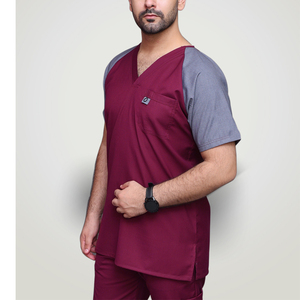 Hospital Uniforms Anti Wrinkle Water Resist Soft Knitted Fabric Nurse Men Medical <b>Scrubs</b> <b>Grey</b> Color High Quality - Product Image 6