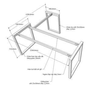 HCRT017 Rectangular L-Shaped Metal <b>Table</b> Legs for Home <b>Office</b> Apartment Hotel School Modern Minimalist Assembly Required - Product Image 2