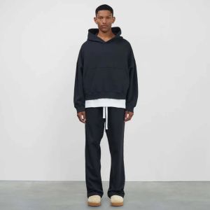 IOTA SPORTS Sweat-shirts noirs pour hommes de qualité supérieure, coupe ample, 100% coton molletonné, printemps, broderie, écologique - Product Image 6