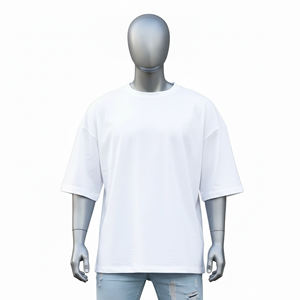 Mens <b>Plain</b> <b>White</b> Crew Neck Oversized T-Shirt Loose Fit Half Sleeve Streetwear <b>Tee</b> Custom Logo OEM ODM Wholesale Apparel - Product Image 4
