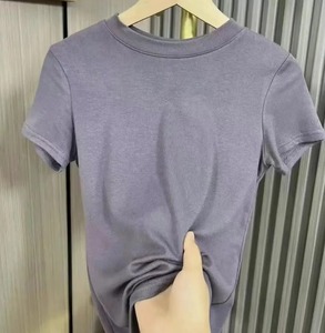 Camiseta de manga corta para mujer, ropa transpirable para mujer, Camisetas básicas ajustadas de verano, camisetas de algodón 2025, camisetas informales con cuello redondo para mujer - Product Image 1