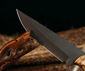 New Handmade Black Powder <strong>Coated</strong> <strong>Blade</strong> With Wood Handle Hunting Knife Gift For Your Father &amp; Friend.