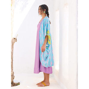 Kimono para Mujer, Color Azul Claro, Estampado Floral Rosa, Transpirable, de Algodón, Manga Larga, para Uso Diario en Todas las Estaciones - Product Image 6