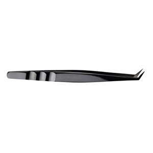 Eyelash Tweezers Curved Black <b>Powder</b> Coated & Tip Rose Gold <b>Titanium</b> Coated Custom Fiber Tip Lash Extension Tweezers - Product Image 3