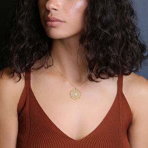 Collier avec pendentif en pierre de Zircon, fleur ronde, vente en gros, bijoux en argent Sterling 925 - Product Image 4