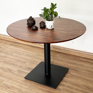 Melaleuca <b>Wood</b> Round <b>Table</b> with Square Iron Base 100cm Assembled & <b>Extendable</b> for Living Room or Home Office BA68143 - Product Image 4