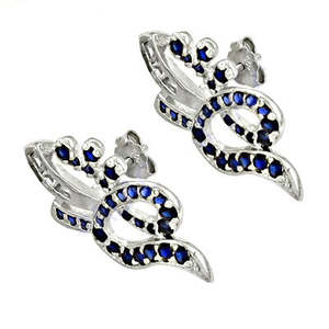 Boucles d'oreilles clous en argent plaqué or 925 avec saphir bleu et diamant, bijoux délicats et tendance pour les fiançailles et les fêtes des femmes - Product Image 3