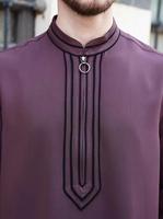 Thobe traditionnel pour hommes, robe Abaya en coton et lin uni, manches longues, poches, style décontracté ethnique, Jubba, Arabie Saoudite