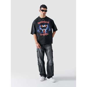 Jersey Oversize para Mujer con Decoración de Logotipo, Algodón Lavado Negro - Product Image 5