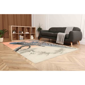 Alfombra Ohara Koson con Diseño de Pavo Real: Alfombra de Chenilla con Estampado de Árbol de Cerezo, Alfombra Estampada, Alfombra Suave con Pelo Largo - Product Image 4