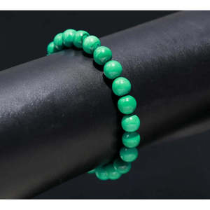 Natural 8mm Smooth Round Malachite <b>Gemstone</b> Beaded <b>Bracelet</b> 7 Inches Crystal Bangle - Product Image 5