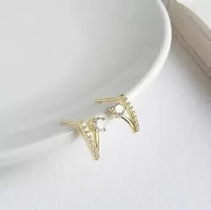 ต่างหูเพชรเม็ดกลมสีเงิน925สำหรับสตรีประดับเพชรต่างหูแบบห้อย - Product Image 5