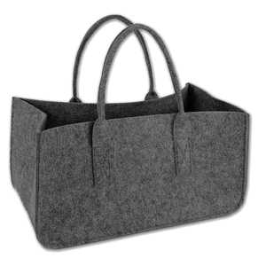 Sac fourre-tout gris chiné moderne en feutre écologique pour le rangement de vêtements, de bois de chauffage et de voyage - Product Image 2