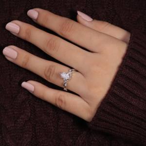 Custom 18K Gold and <b>Copper</b> Pear Cut Lab Grown Diamond Ring Fashionable Religious Engagement Jewelry - Product Image 3