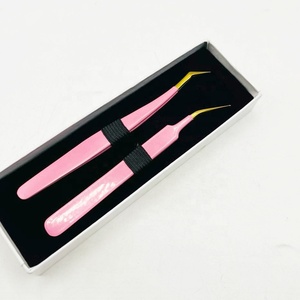 Pince à cils personnalisée de qualité supérieure en acier inoxydable d'isolation de courbe de 65 degrés disponible en rose et or - Product Image 5