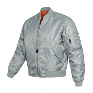 Hot sales 2024 premium stylish flight classic bomber <b>jacket</b> <b>Grey</b> color with ribbed collar hem and sleeve cuff - Product Image 4