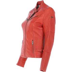Femmes haut tendance personnalisé automne hiver vestes en cuir solide col tournant conception manches longues respirant doublure en Satin - Product Image 4