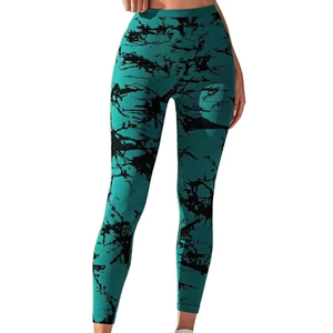 Pantalon de yoga sans couture tie-dye taille haute pour femmes nouveauté Leggings de sport de fitness avec fermeture à cordon de serrage vêtements en gros - Product Image 5