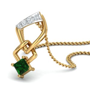 Boho Geometric Interlocking Green Zircon Brass Pendant 18k Gold Plated Dainty Wholesale Pendant For Women - Product Image 5