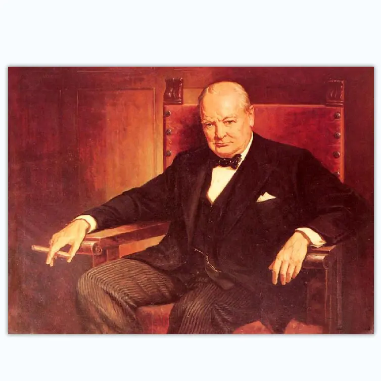 100% asli dilukis tangan asli Sir Winston Churchill Repro lukisan minyak kanvas untuk dinding rumah lukisan minyak buatan tangan