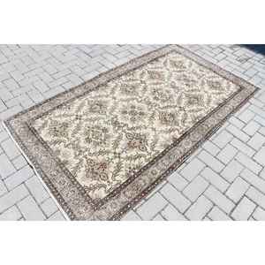 Alfombra Turca de 3.8x6.9 pies, Alfombra Vintage, Alfombra a Rayas Marrones - Product Image 2