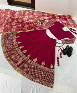 Lehenga Choli Rojo de Diseño con Bordado Nuevo para Novia, Ropa de Matrimonio y Boda para Mujer India en Ropa Étnica Alphanumero - Product Image 5