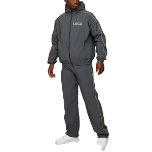 High Quality Custom Printed Hooded Casual Jogging Suit <b>Wind</b> <b>Breaker</b> Sets Men Regular Fit Polyester/Cotton Reflective Tracksuit - Product Image 5