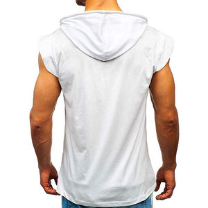 Débardeur en coton à capuche pour hommes OEM imprimé sur mesure Gym Fitness Singlet respirant entraînement muscle musculation Top techniques lavées - Product Image 3