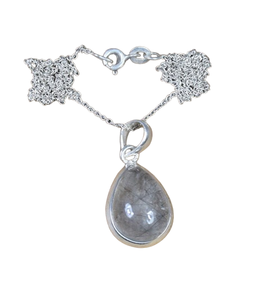 Black Rutile Fashion Pendant 925 Sterling Silver Pear Shape Designer Pendant Gift for Her Handmade Gemstone Pendant Jewelry - Product Image 1