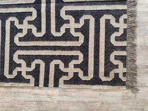 Tapis Kilim traditionnel avec laine mélange de jute tapis décoratif artisanal tapis indien fait main pour chambre cuisine - Product Image 3