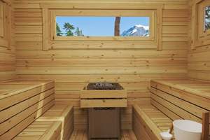 Cabine de sauna extérieure alpine panoramique |   Sauna en bois naturel pour <span class=keywords><strong>spa</strong></span> de jardin avec vue sur la <span class=keywords><strong>montagne</strong></span> - Product Image 5