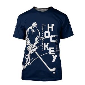 Camiseta Deportiva de Hockey sobre Hielo con Estampado 3D de Transferencia Térmica, Transpirable, 100% Poliéster, Personalizable con Nombre de Equipo, Unisex para Hombre - Product Image 1