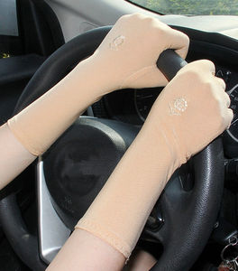 Femmes longues Satin marguerite fleur appliqué coude gants de mariée mariage élégant accessoires formels - Product Image 5