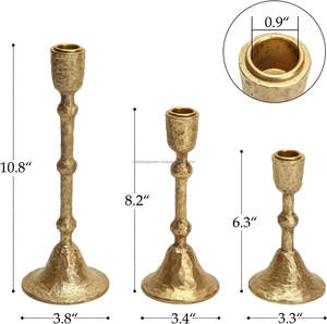 Bougeoirs coniques décoratifs vintage martelés à l'or Base en dôme Centres de table de salle à manger de Noël pour manteau de mariage - Product Image 2