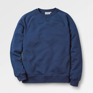 Design simple qualité de luxe bleu foncé mélange de coton polaire dos col rond Raglan Fit pull sweat hommes sweats à capuche - Product Image 1